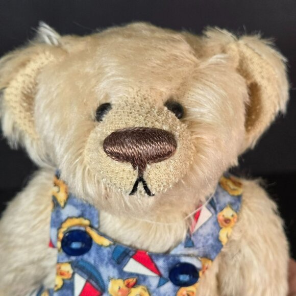 Deb Canham BIGger Bear "Beau" 10" Blonde Mohair Overalls Ducks Boats LE 54/500 - Picture 7 of 11
